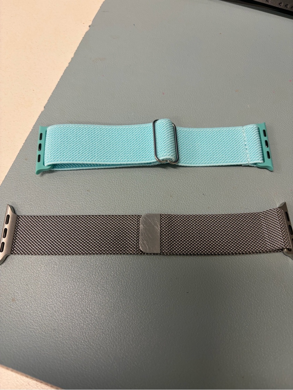 Mint Green Nylon Apple Watch Band & Gunmetal Milanese Loop Set